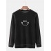 Mens Smile Graphics Pullover Long Sleeve Knitted Casual Sweaters