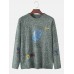 Mens Tab Graphics Print Round Neck Knitted Pullover Sweaters