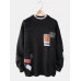 Mens Letter Label Print Round Neck Drop Shoulder Pullover Knitted Sweaters