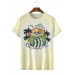 Summer Beach Coconut Tree and Hand Skull Print Short Sleeve T-Shirt