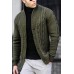 Men's Cardigan Solid Color Long Sleeve Twist Ribbed Knit Jacket